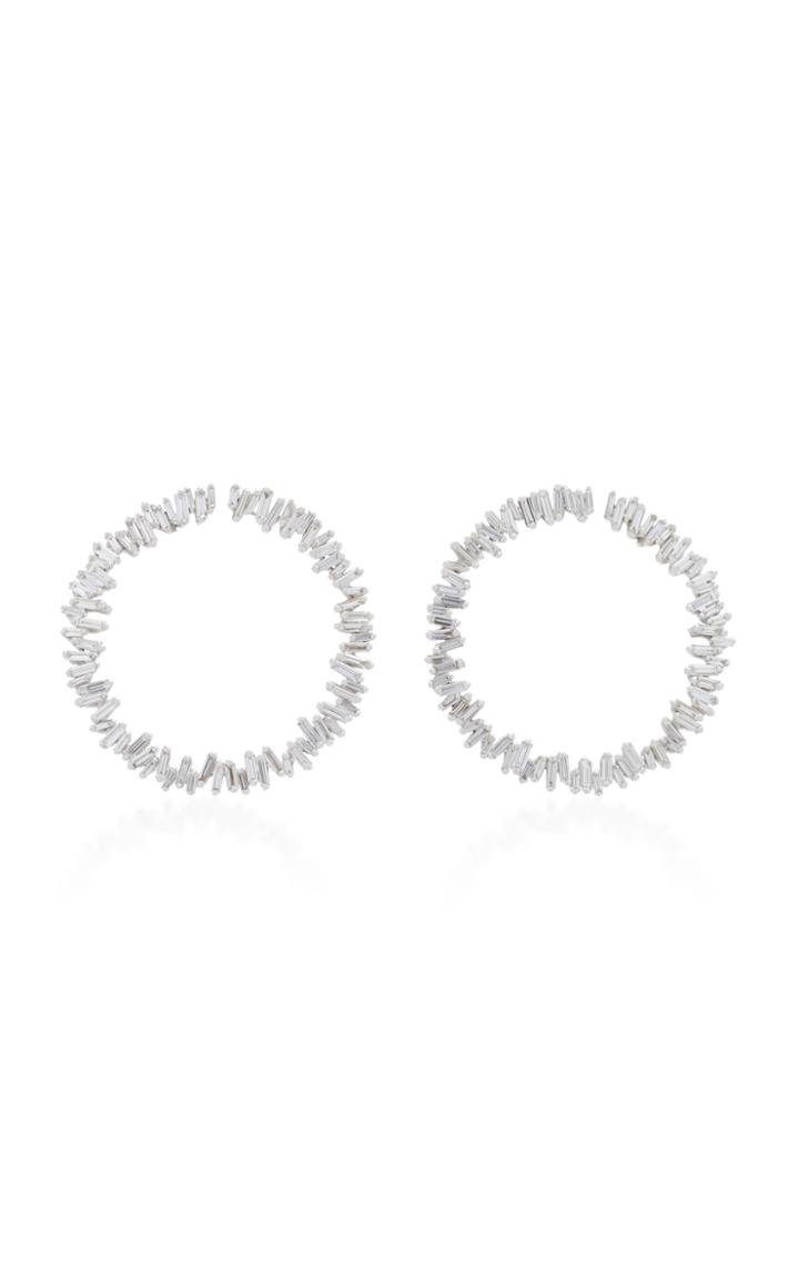 Suzanne Kalan Spiril Circle 18k White Gold Diamond Earrings