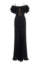 Moda Operandi Alessandra Rich Ruffle-trimmed Silk Maxi Dress