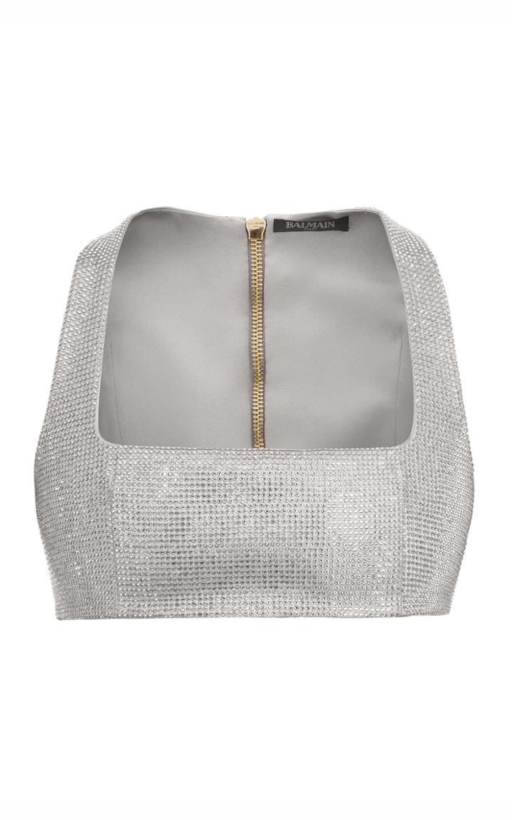 Moda Operandi Balmain Cropped Embroidered Top