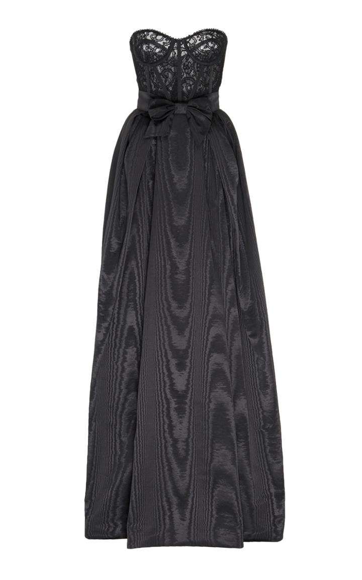 Zuhair Murad Ciaga Bow-accented Lace-moire Gown