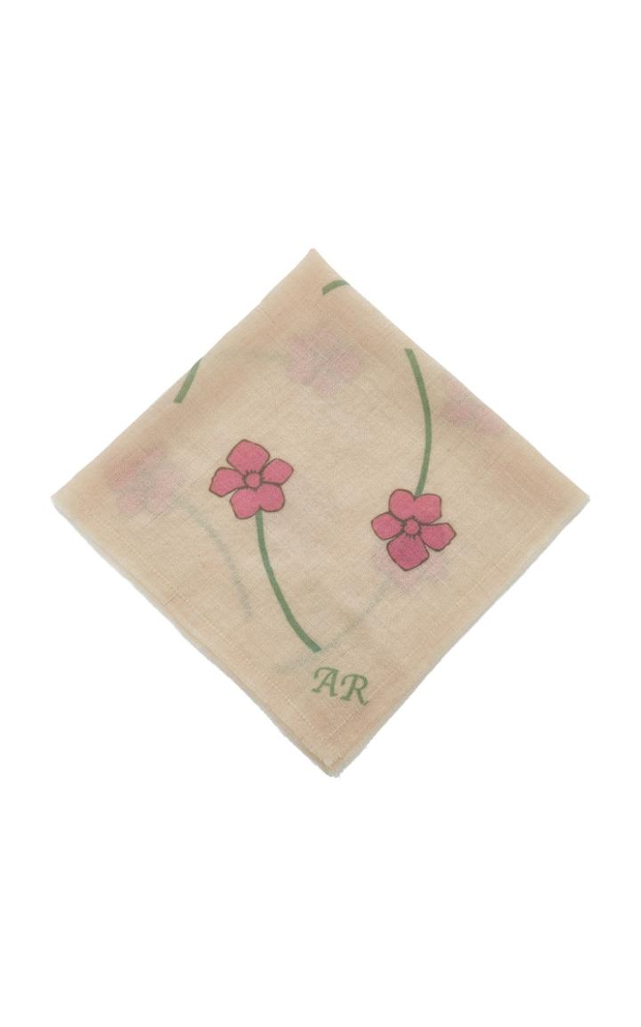 The Elder Statesman M'o Exclusive Monogrammable 20x20 Printed Pashmina Handkerchief