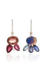 Irene Neuwirth One-of-a-kind 18k Gold Pink Tourmaline And Tanzanite Mismatch Charm Earrings