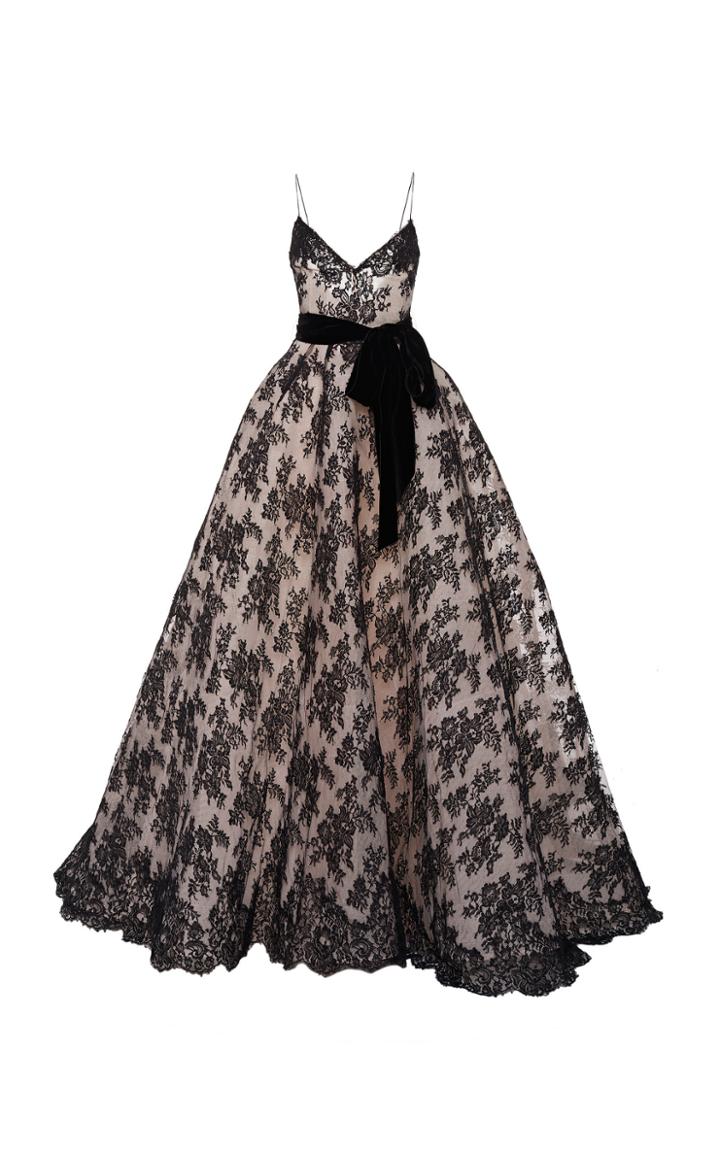 Monique Lhuillier Skinny Strap Ball Gown