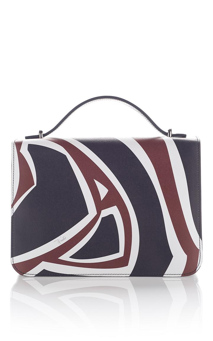 Emilio Pucci Labyrinth Printed Leather Shoulder Bag