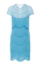 Naeem Khan Short Sleeve Flapper Fringe Mini Dress