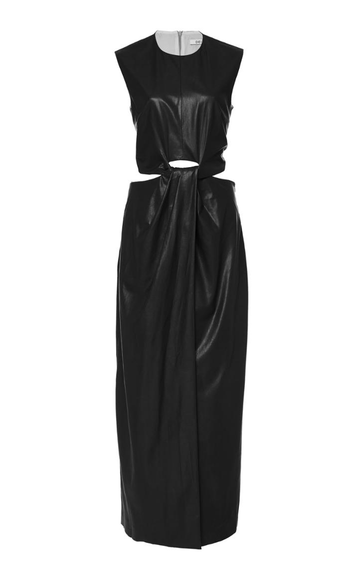 Deitas Tatiana Organic Vegan Leather Knotted Midi Dress