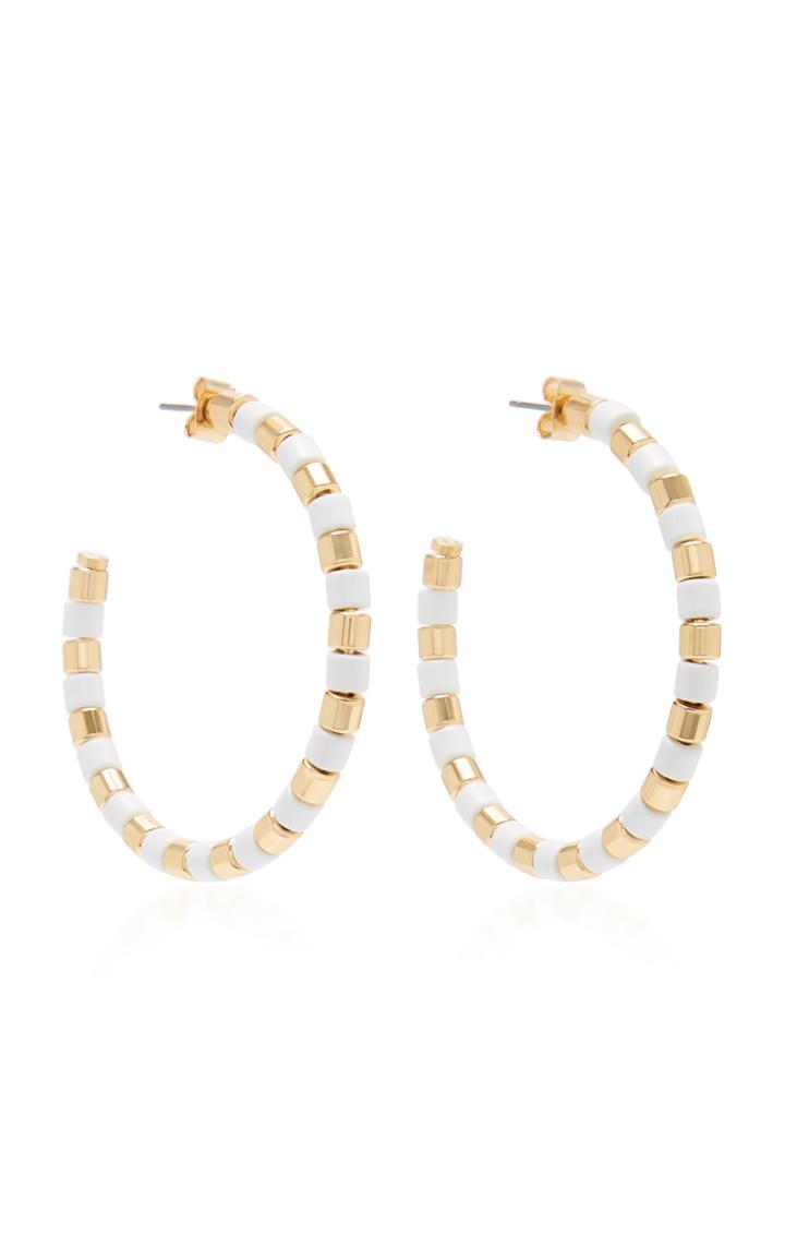 Roxanne Assoulin Full Moon Gold-tone And Enamel Hoop Earrings