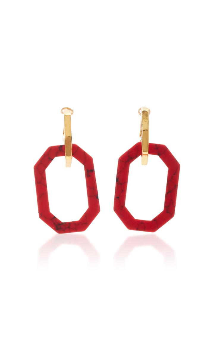 Oscar De La Renta Convertible Gold-tone And Resin Earrings