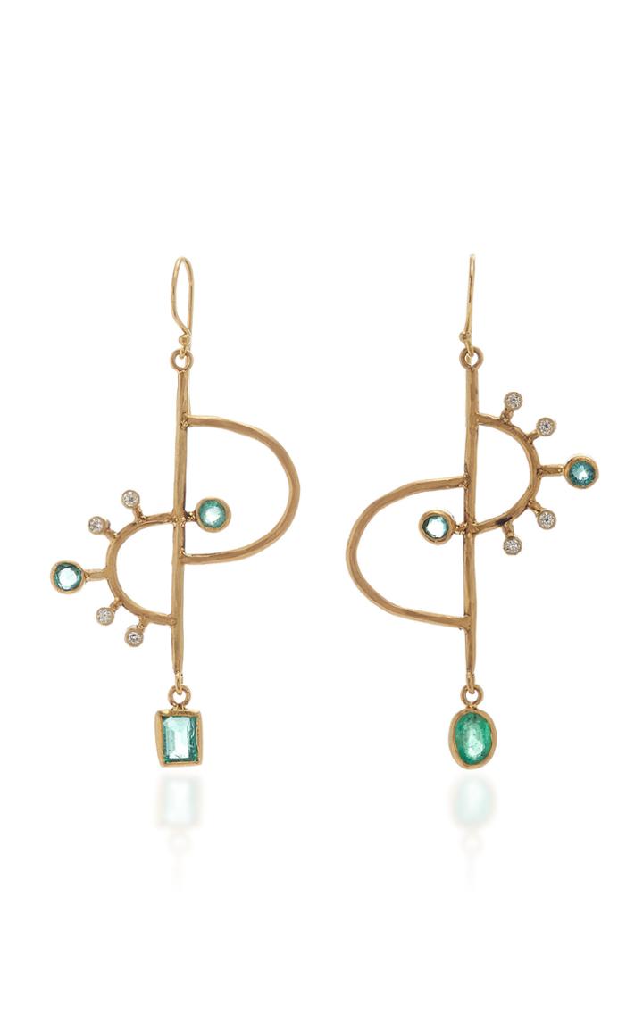 Margery Hirschey Asymmetric Emerald Earrings