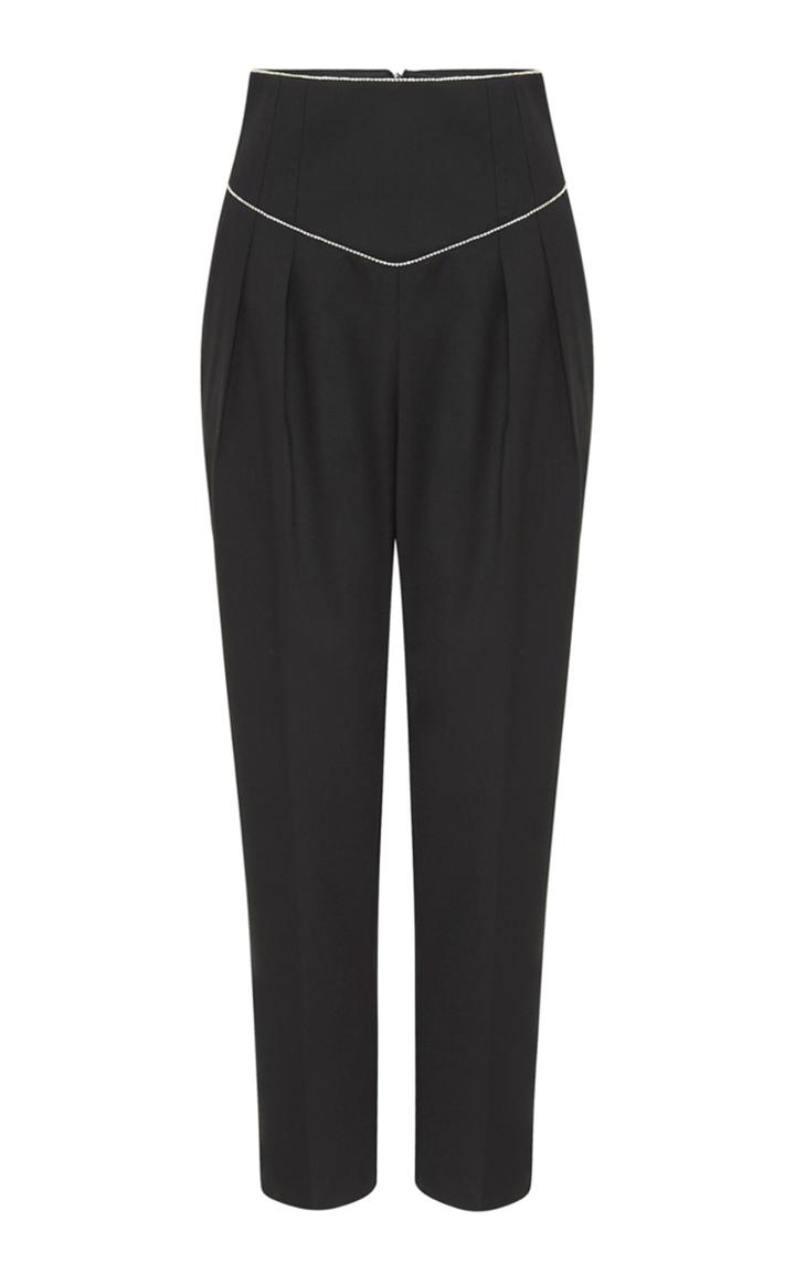Moda Operandi Rebecca Vallance Starwood Crystal-trimmed Pleated Wool-blend Trousers
