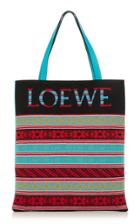 Loewe Striped Knit Logo Tote Bag