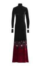 Ralph Lauren Reiley Long Sleeve Ombre Velvet Evening Dress