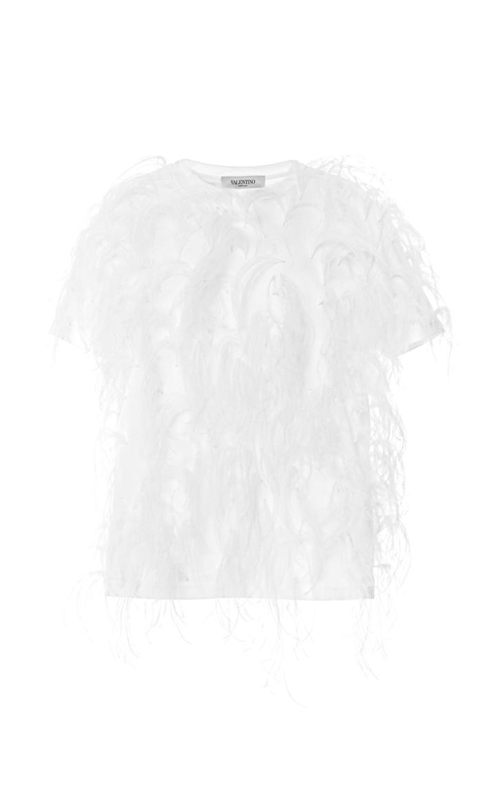 Moda Operandi Valentino Feathered Cropped Cotton Top Size: Xxs