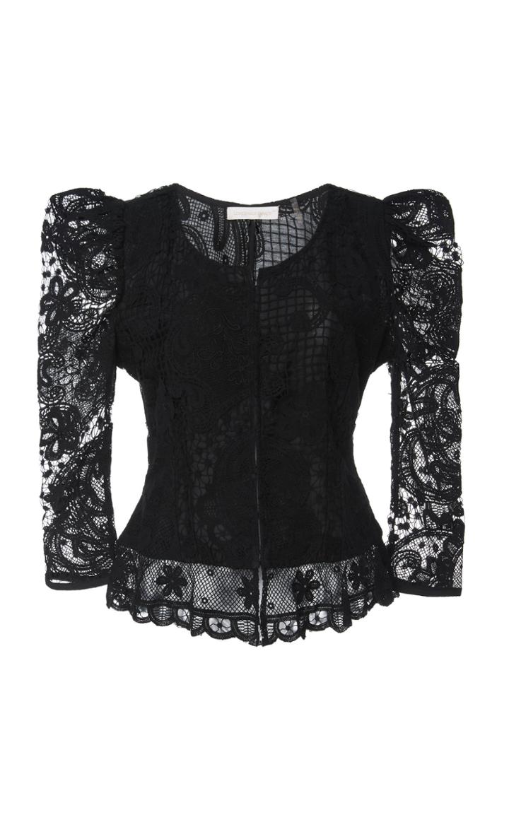 Loveshackfancy Brenna Peplum Lace Cotton Jacket