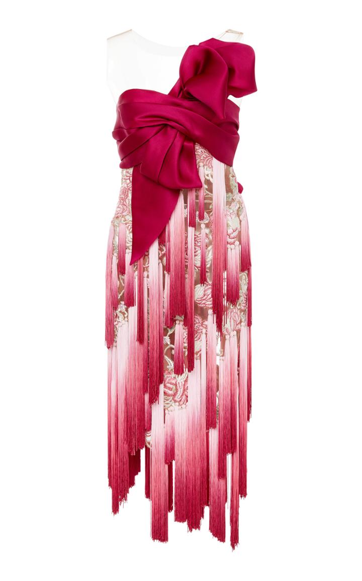 Marchesa Fringed Cocktail Dress