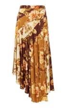 Zimmermann Resistance Asymmetric Floral-print Silk-blend Skirt