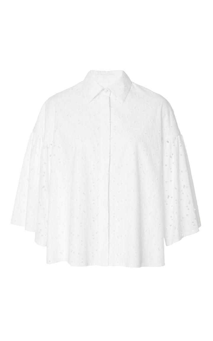 Co Poplin Flower Cutout Shirt