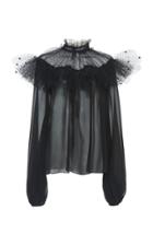 Giambattista Valli Swiss Dot-trimmed Silk Chiffon Blouse