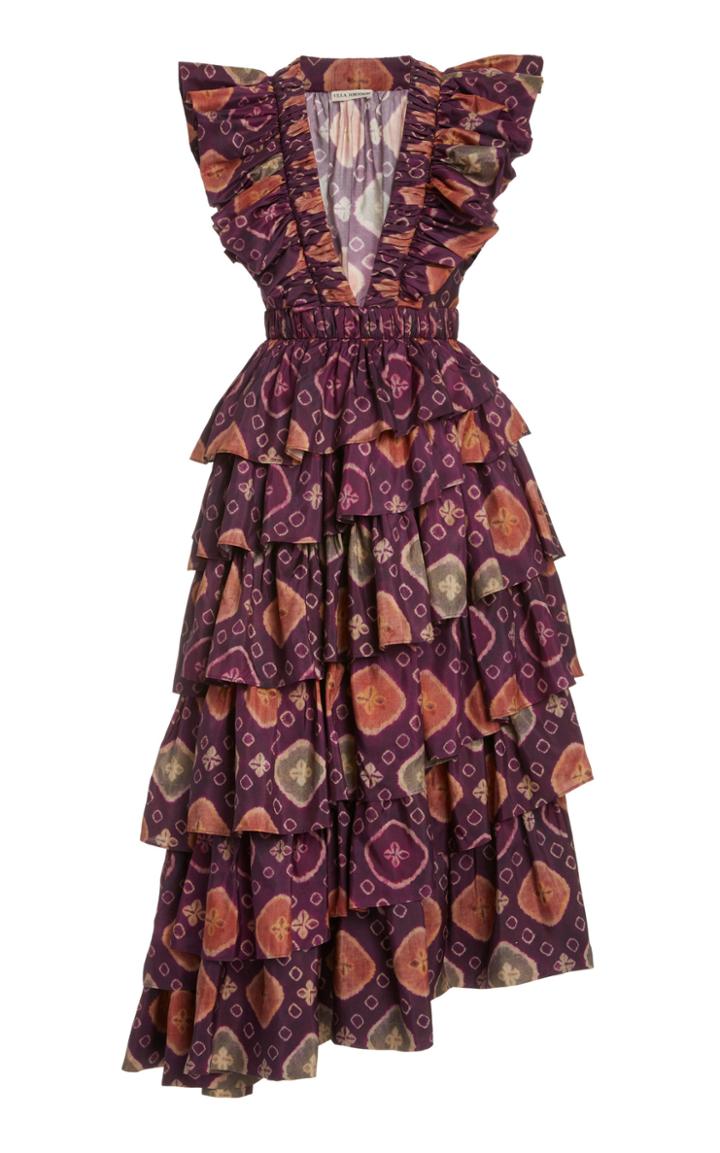 Ulla Johnson Viola Asymmetric Tiered Silk Dress