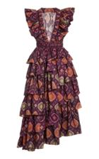 Ulla Johnson Viola Asymmetric Tiered Silk Dress