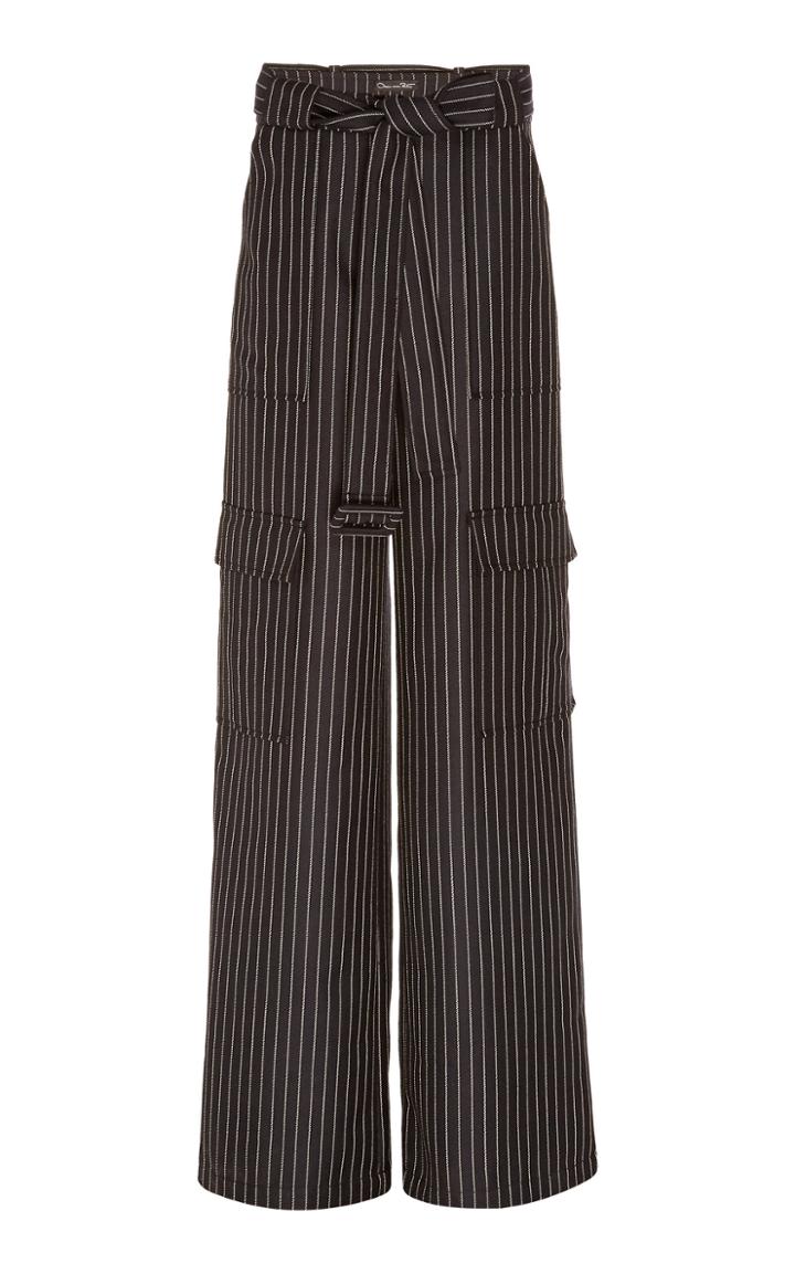 Oscar De La Renta Striped Wool And Mohair Cargo Pants