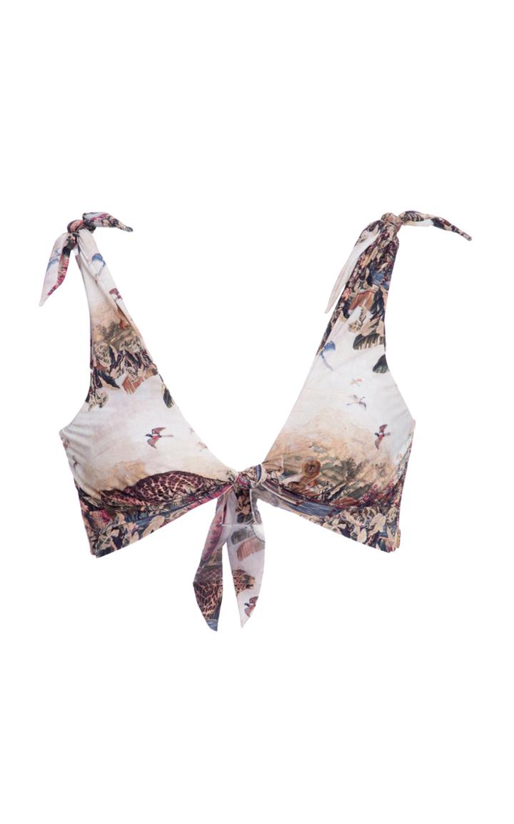 Patbo Vintage Leopard Knotted Bikini Top