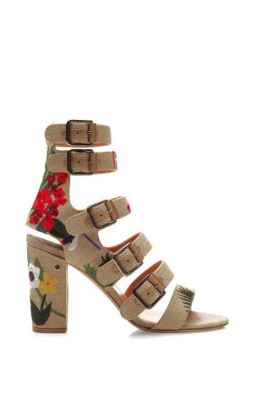 Laurence Dacade Dana Floral Embroidered Linen Sandals