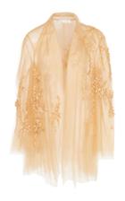 Oscar De La Renta Appliqud Embroidered Tulle Jacket