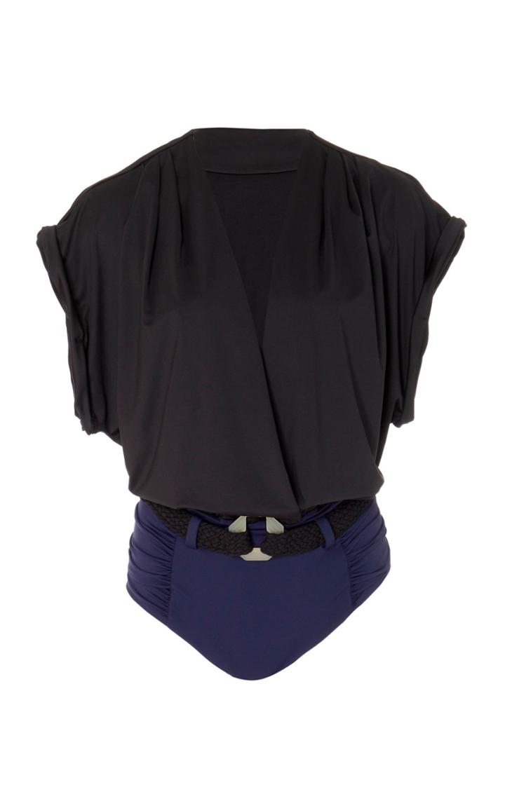 Moda Operandi Johanna Ortiz Sea Shore Belted Two-tone Swimsuit Size: Xs