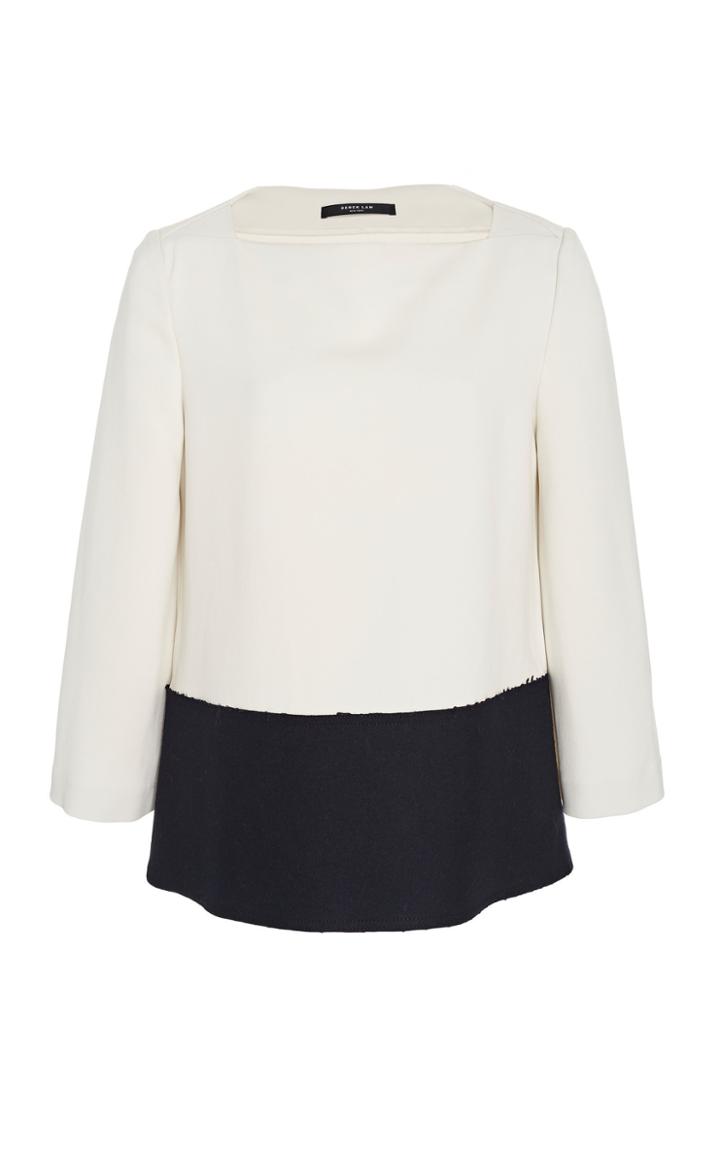 Derek Lam Wool-trimmed Two-tone Ponte Top