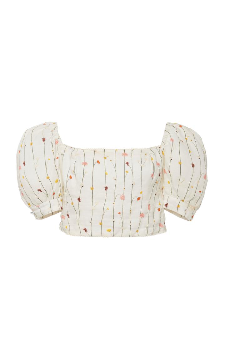 Agua By Agua Bendita Cacao Enredadera Linen Cropped Top