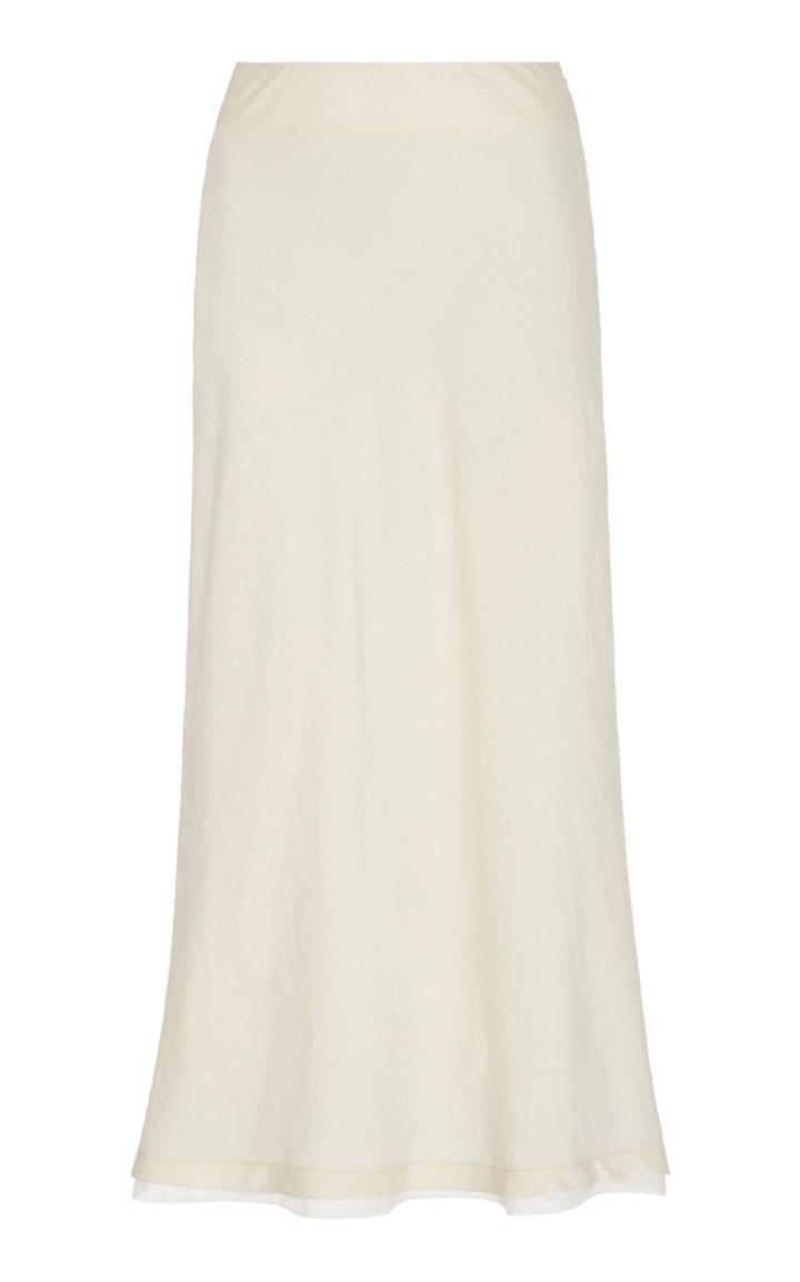 Moda Operandi Jonathan Simkhai Luna Textured Satin Midi Skirt Size: 0