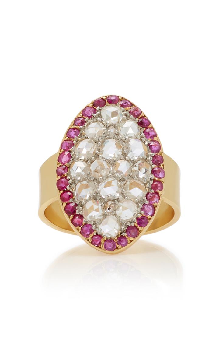 Renee Lewis 18k Gold Diamond And Ruby Ring