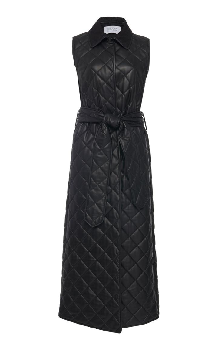 Gabriela Hearst Rodenko Quilted Longline Leather Vest Jacket