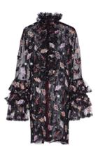 Costarellos Embroidered Ruffled Shirt Dress