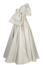Bazza Alzouman Tea Length Decollete Gown With Oversized Bow