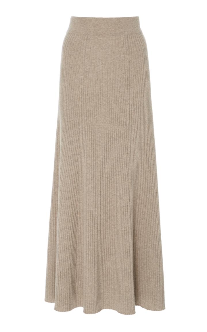 Marisa Witkin Ribbed Cashmere Midi Skirt