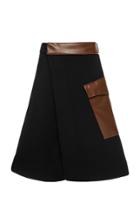 Moda Operandi Studio Cut Faux-leather Trimmed Crepe Wrap Skirt