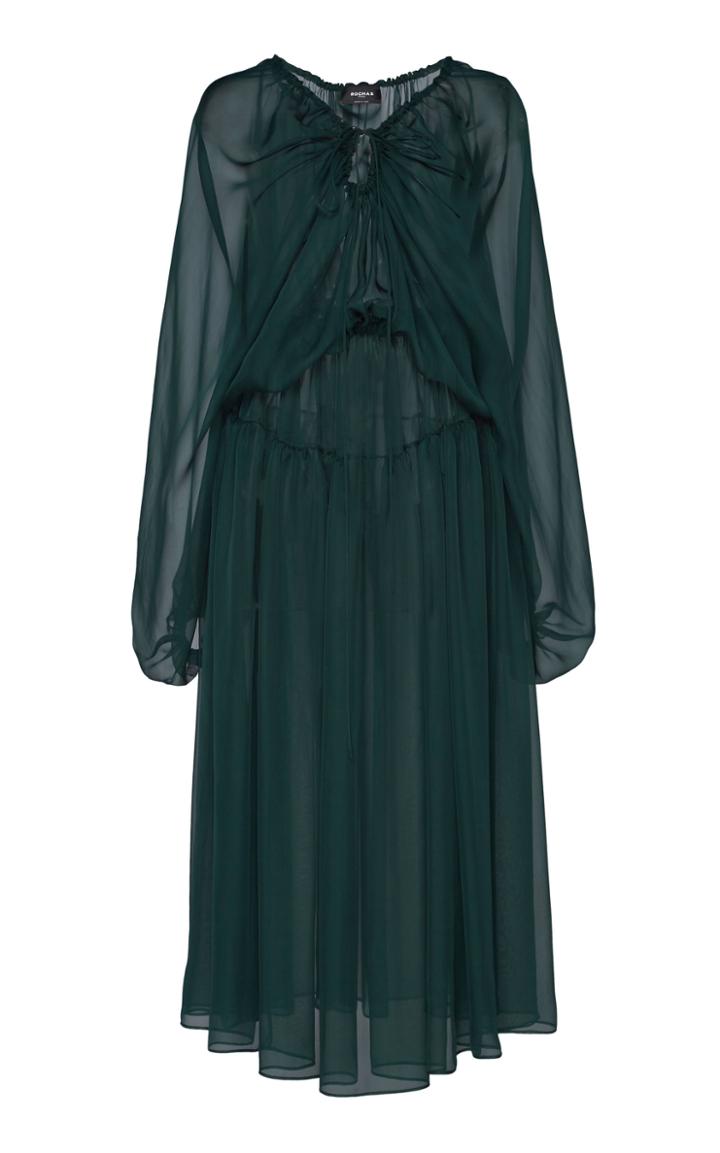 Moda Operandi Rochas Sheer Draped Silk Dress Size: 38