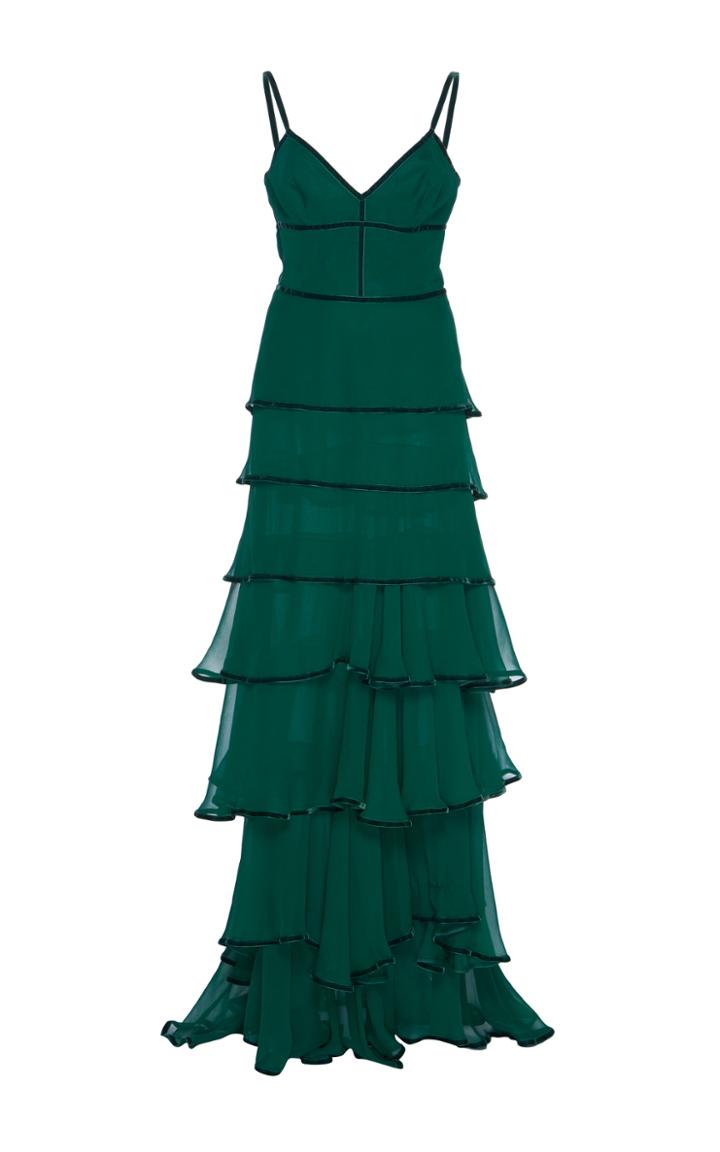 Costarellos Sweetheart Layered Chiffon Dress