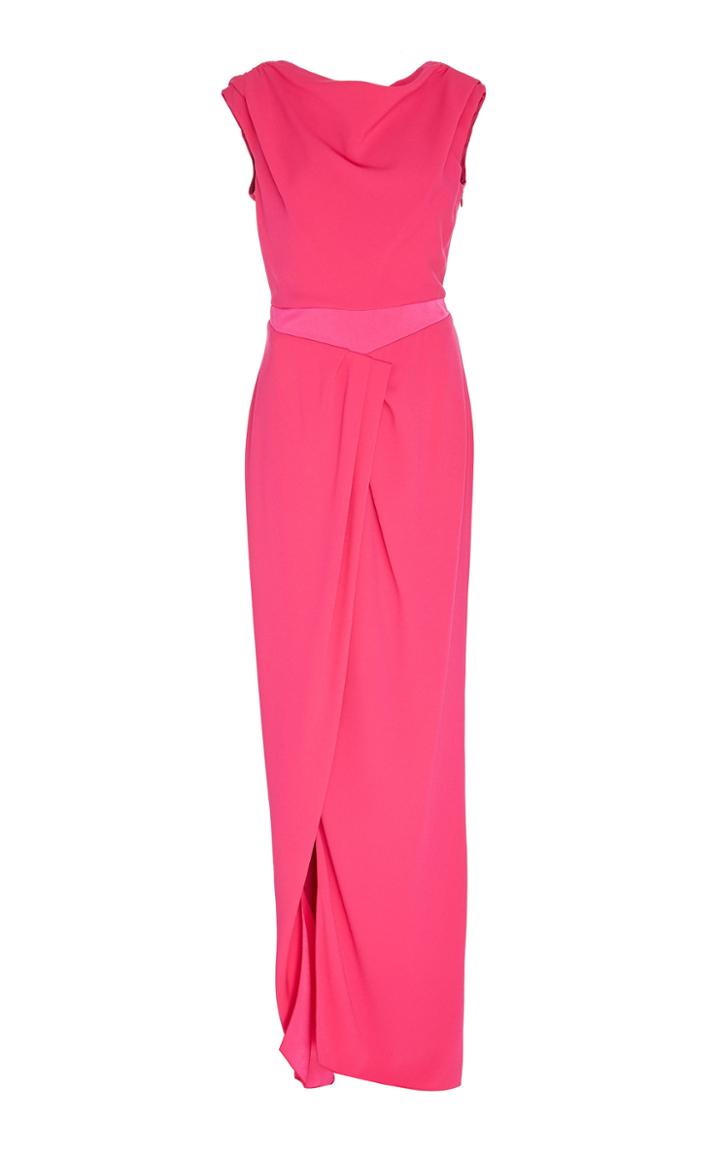Paule Ka Draped Crepe Back Satin Gown
