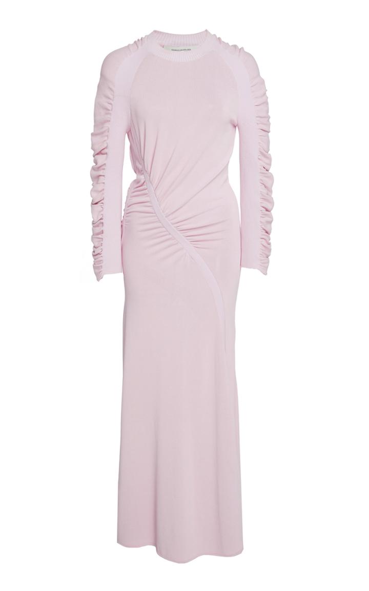 Cdric Charlier Ruched Knit Maxi Dress