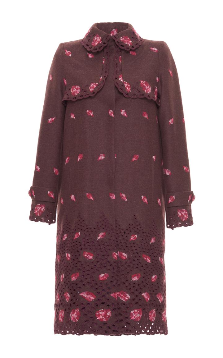 Luisa Beccaria Floral Embroidered Coat