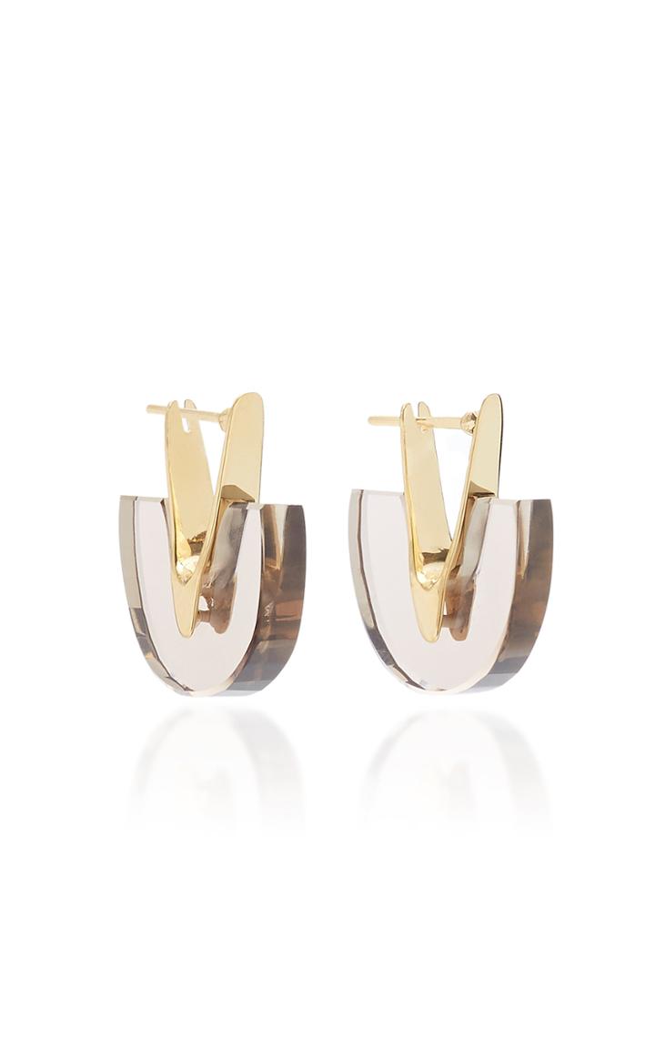 Kika Alvarenga Facetas 18k Gold And Quartz Earrings