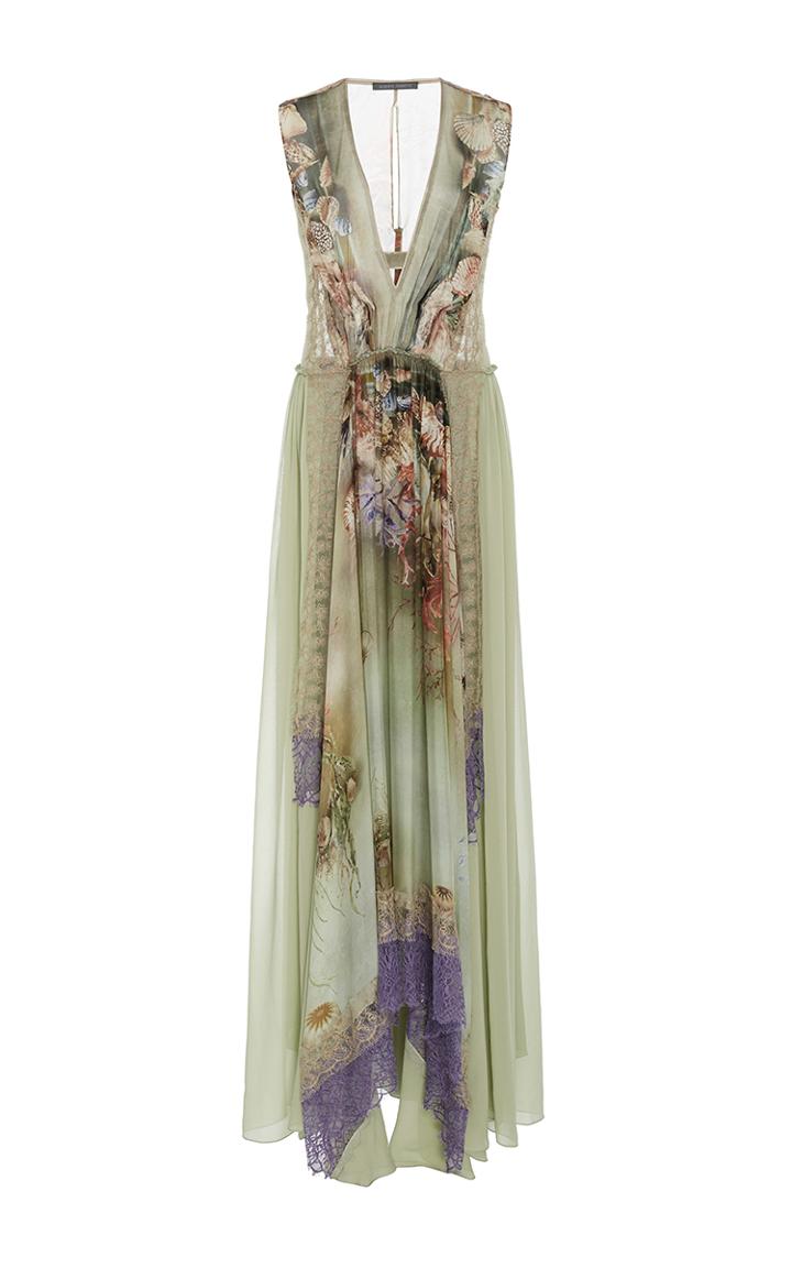 Alberta Ferretti V-neck Chiffon Gown