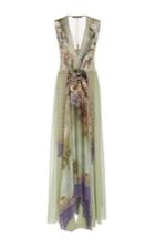 Alberta Ferretti V-neck Chiffon Gown