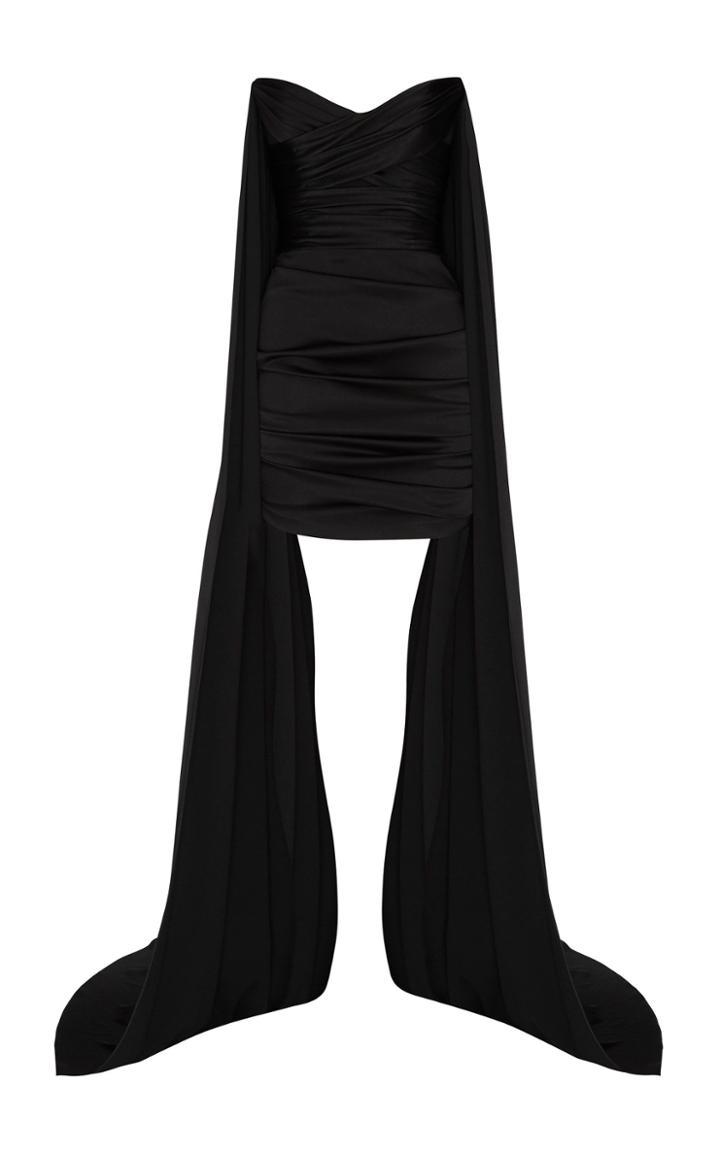 Alex Perry Tristan Cape-accented Crepe Strapless Dress