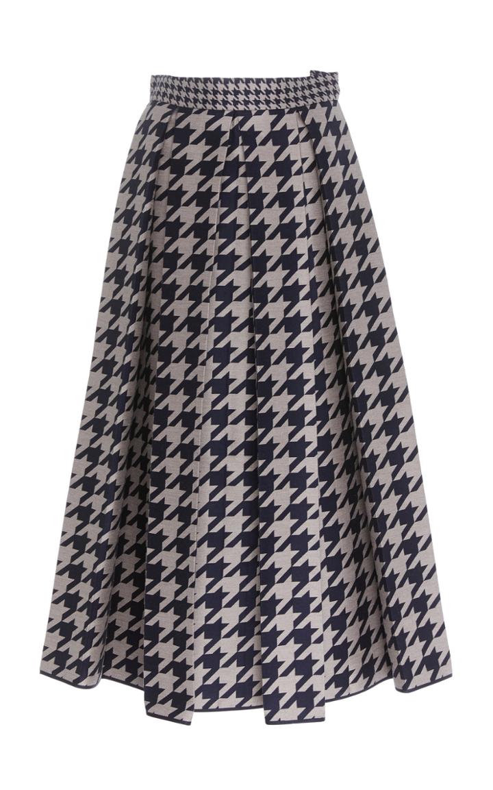 Dice Kayek Virgin Wool Houndstooth Midi Skirt