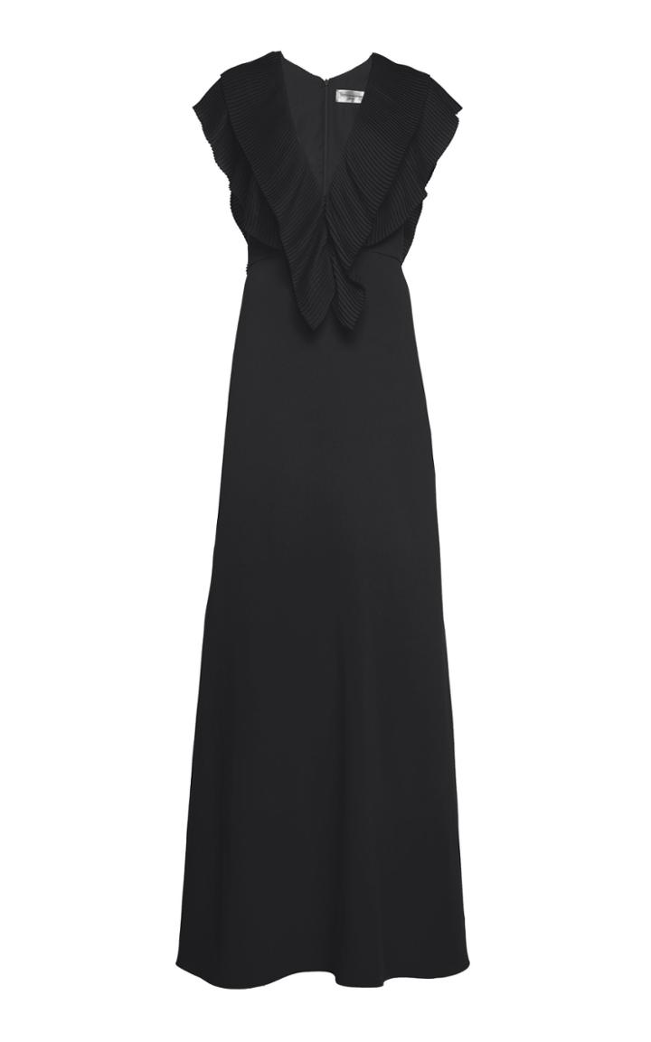 Moda Operandi Victoria Beckham Pleated Neckline Floor Length Dress Size: 4