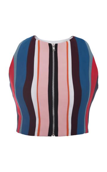 Hussein Bazaza Silk Striped Crop Top
